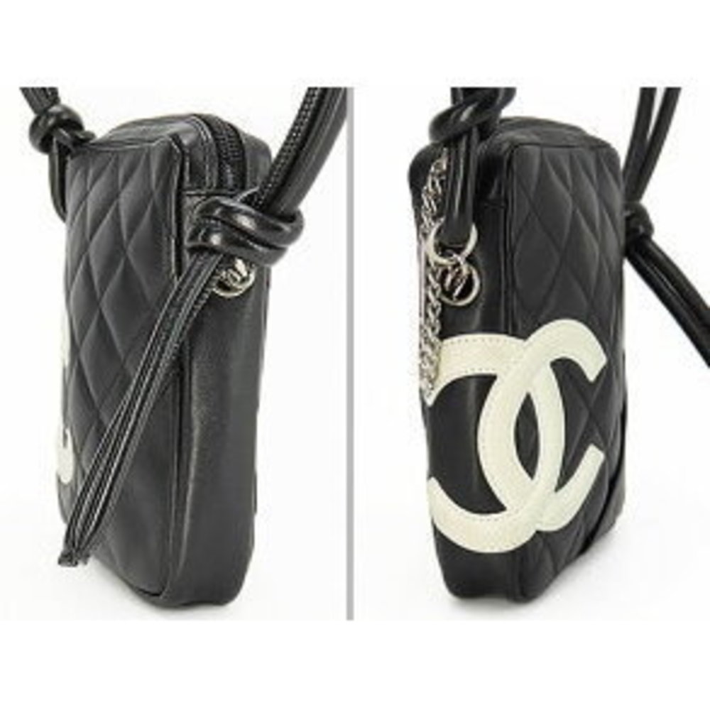Chanel Cambon Coco Mark Pochette Crossbody Bag Messenger Black Calf